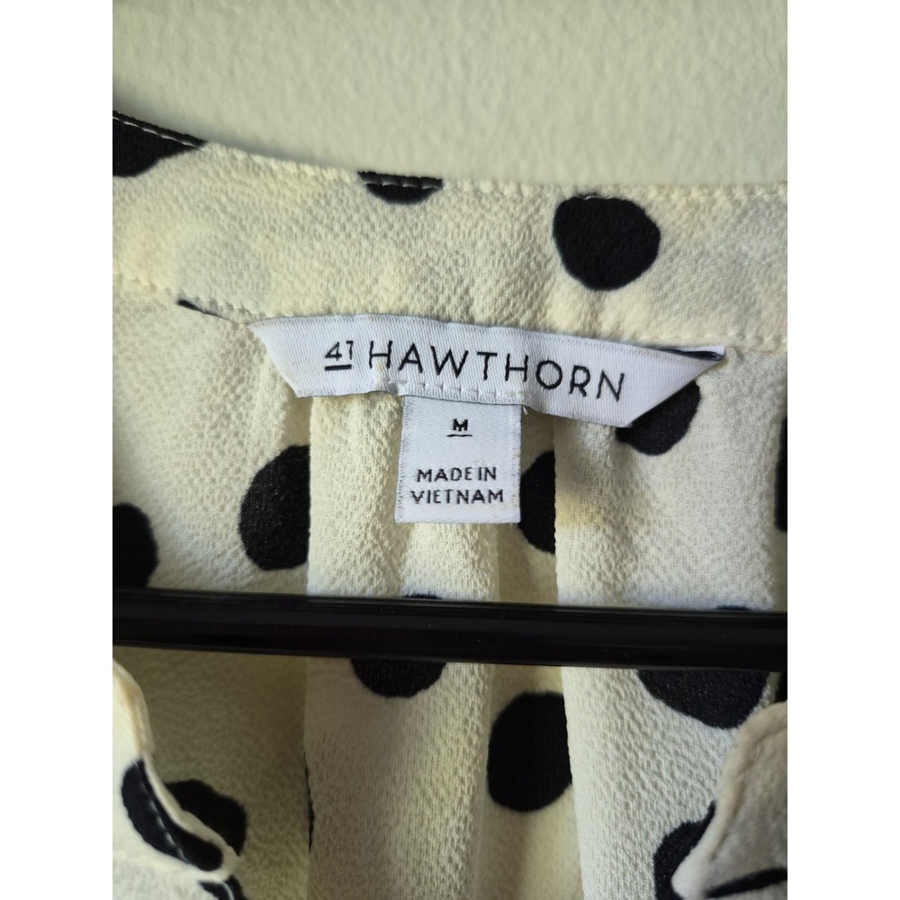 41 Hawthorn Sleeveless Top Cream/Black Polka Dot V-neck Size M Business Layer - Picture 3 of 5